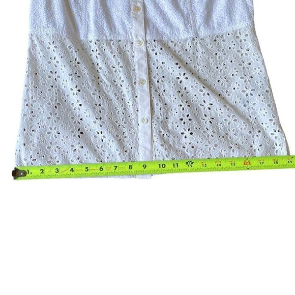 Tory Burch Ivory Eyelet Patchwork Button Down 3/4 Sleeve Shirt - Picture 12 of 12